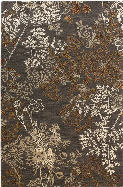 Linon Brown Floral Transitional Rug