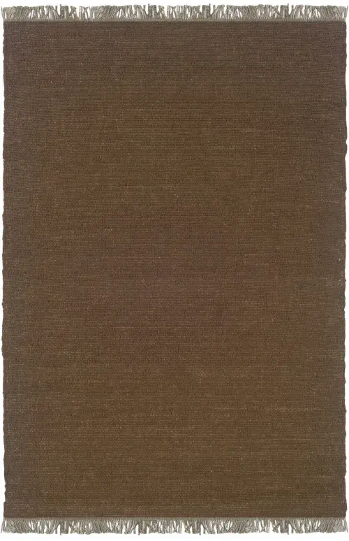 Linon Brown Wool Braided Rug 2