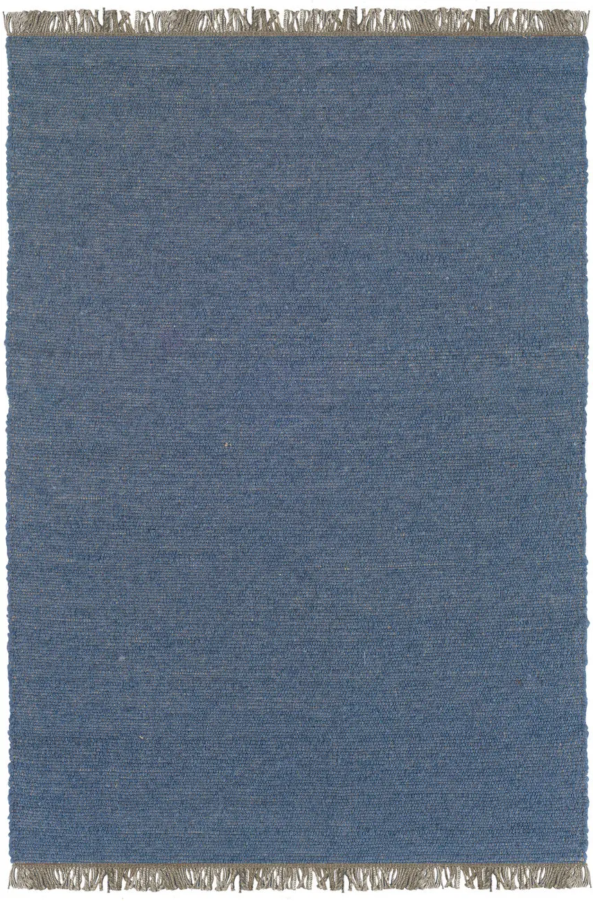 Linon Blue Wool Braided Rug