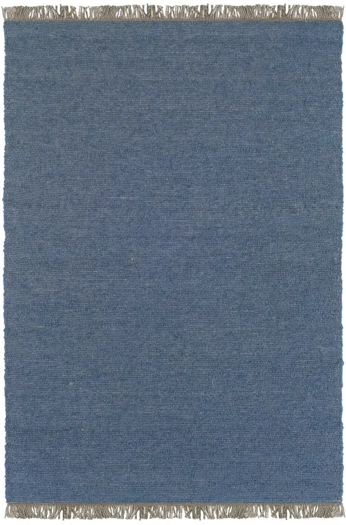 Linon Blue Wool Braided Rug