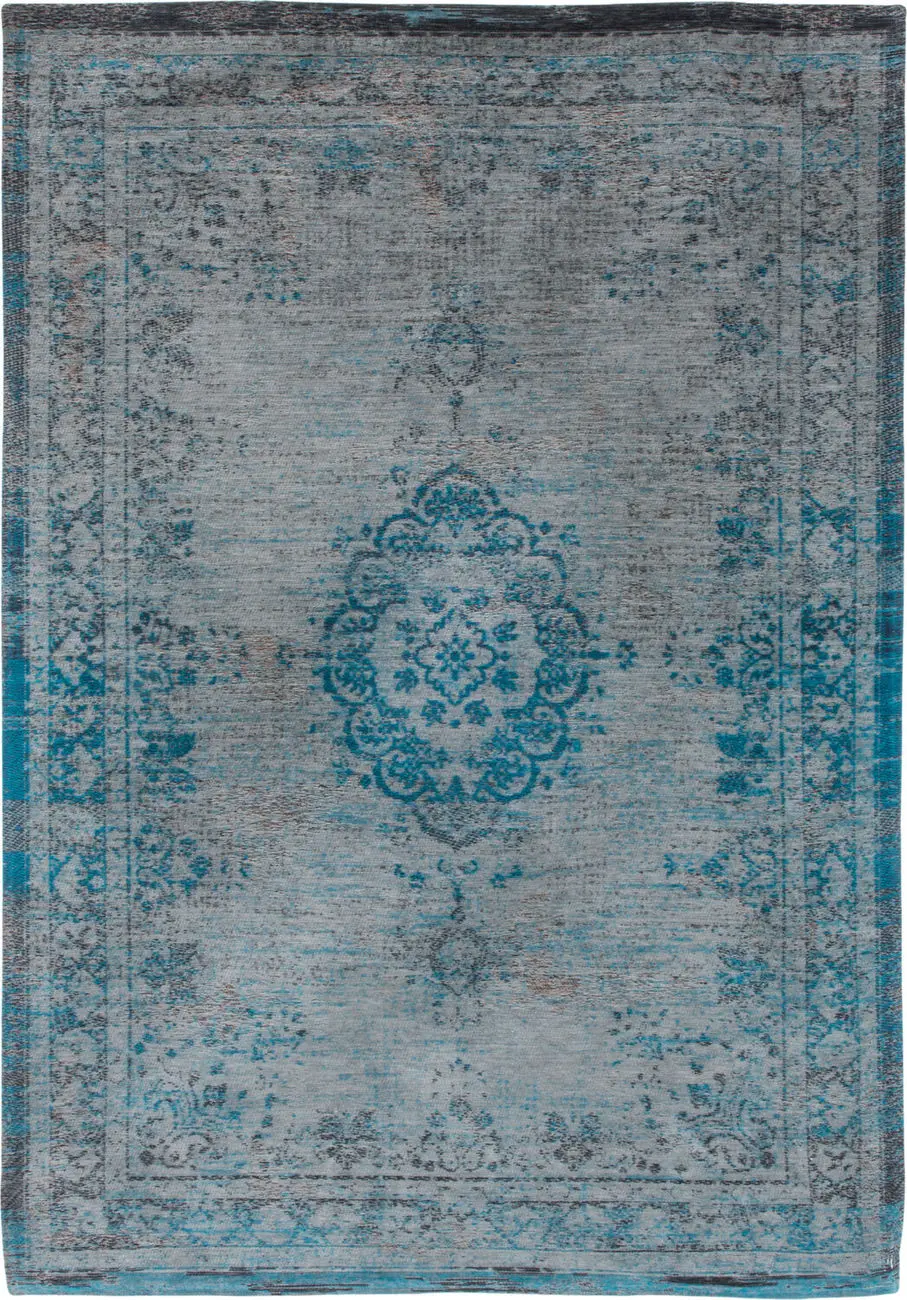 Louis De Poortere Fading World - Medaillon Blue Flatweave Cotton Rug