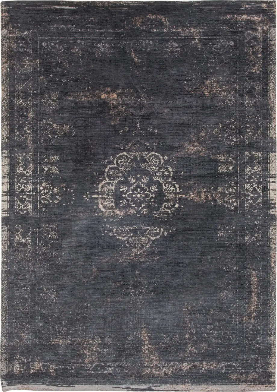Louis De Poortere Fading World - Medaillon Black Flatweave Cotton Rug