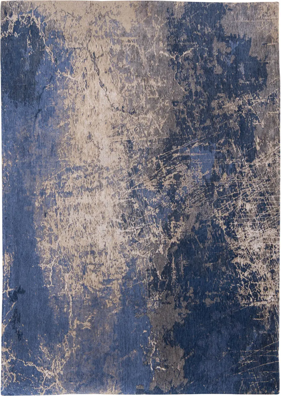 Louis De Poortere Mad Men - Cracks Blue Flatweave Cotton Rug