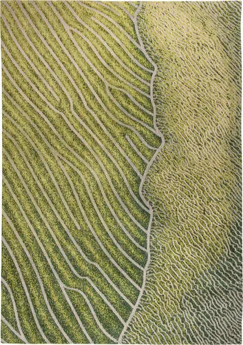 Louis De Poortere Waves - Shores Green Flatweave Cotton Rug