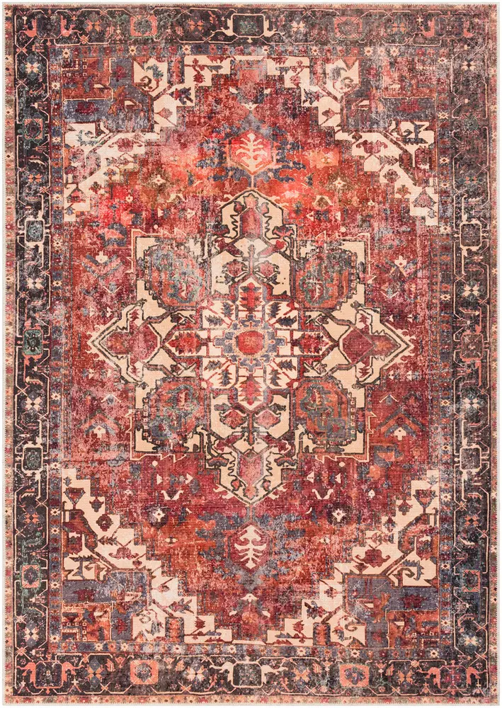 Aaronnie AAI-2308 Rust Traditional Synthetic Rug