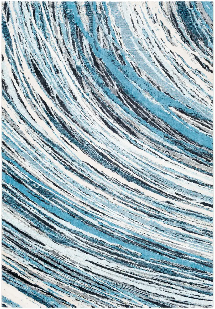 Apricity APY-1018 Sky Blue Abstract Synthetic Rug