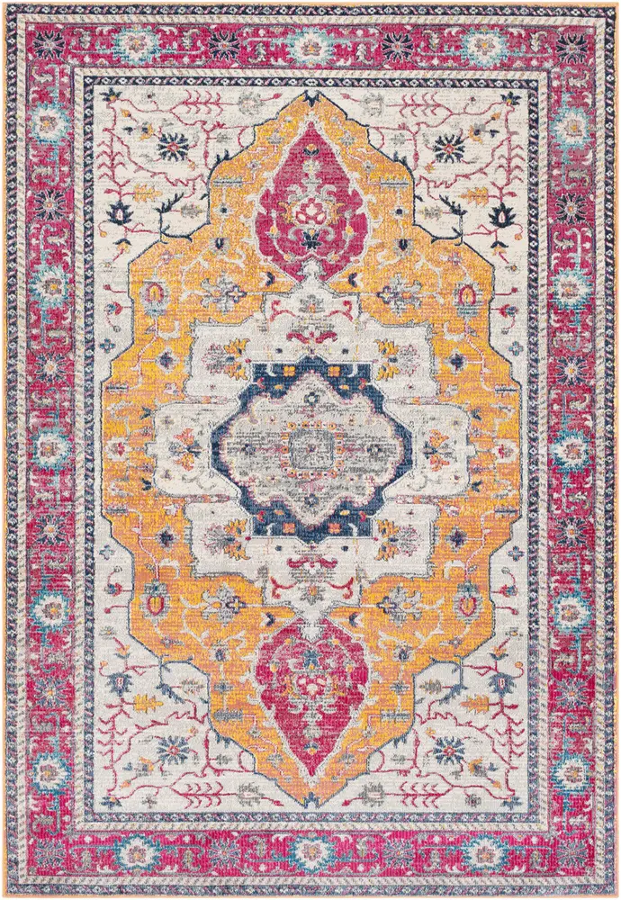 Aura Silk ASK-2323 Bright Pink Synthetic Bordered Rug