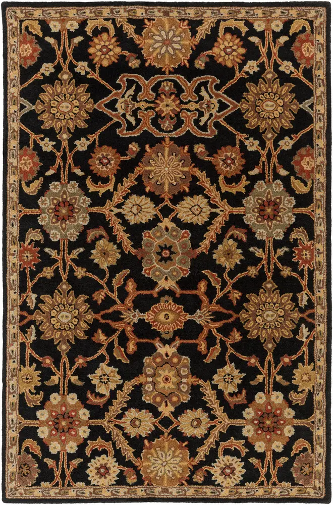 Middleton AWMD-2073 Black Bordered Floral Rug