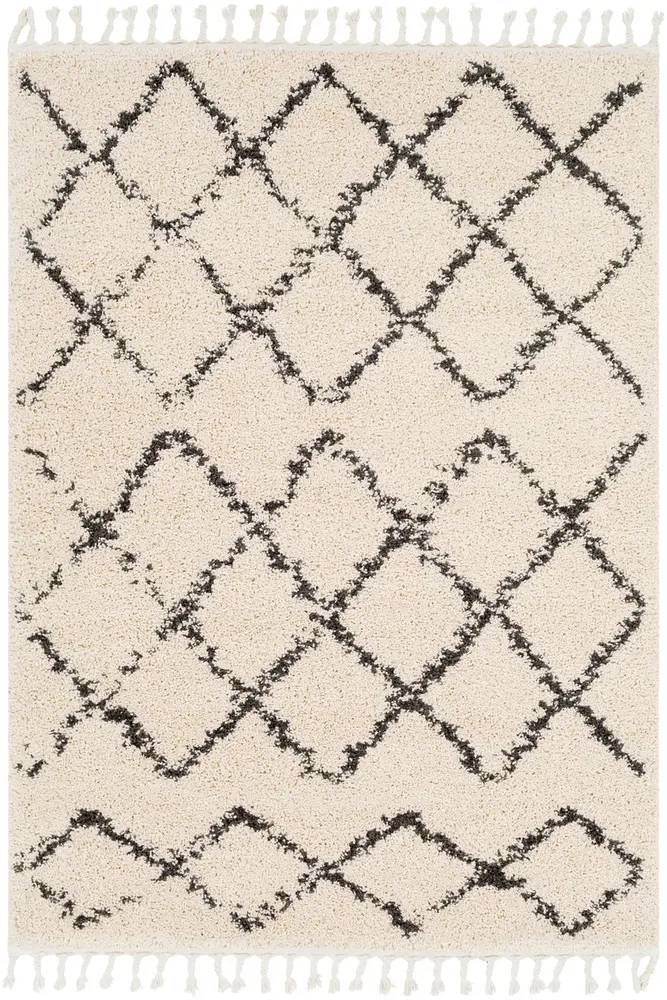 Berber Shag BBE-2300 Charcoal Patterned Synthetic Rug