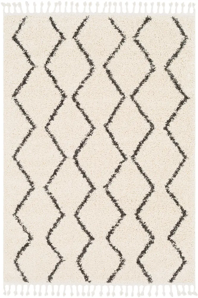 Berber Shag BBE-2303 Charcoal Abstract Patterned Rug