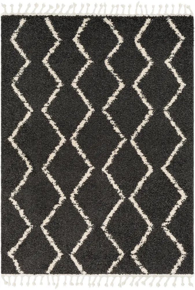 Berber Shag BBE-2306 Charcoal Patterned Shag Rug