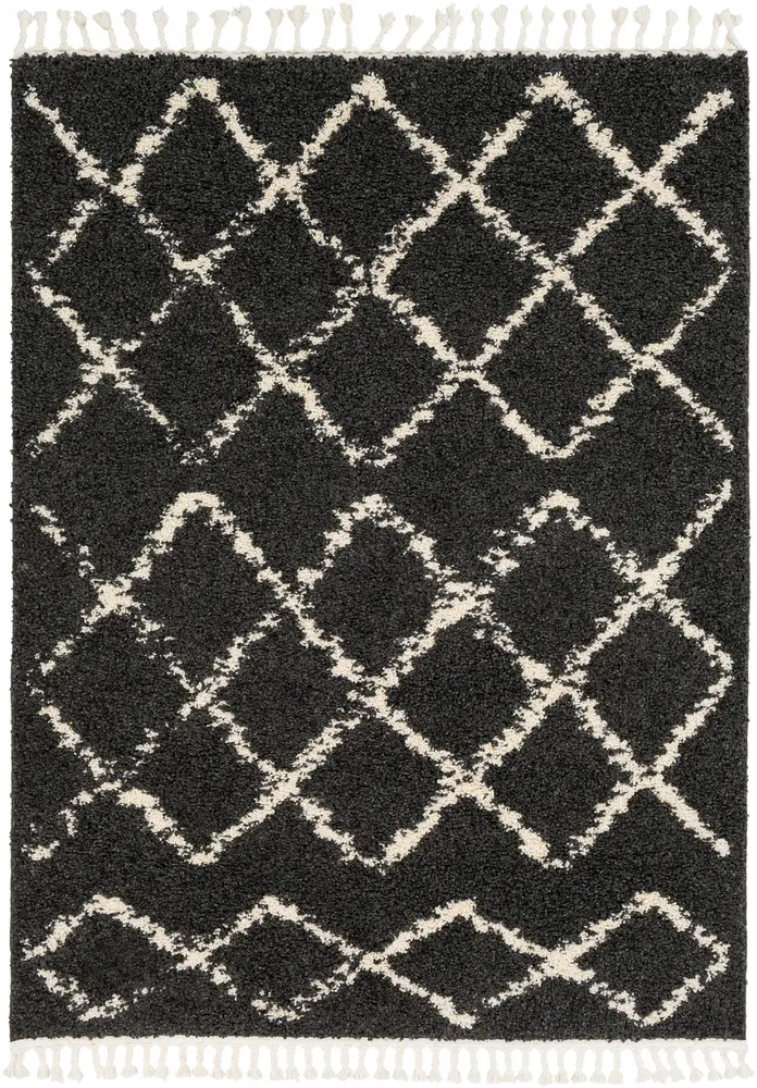 Berber Shag BBE-2307 Charcoal Abstract Shag Rug