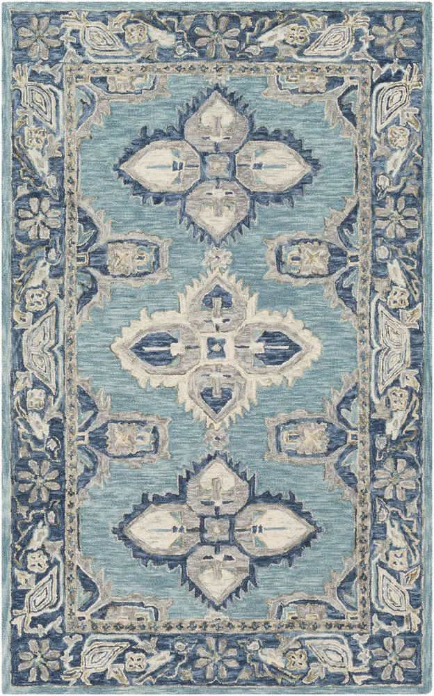 Bonifate BFT-1000 Aqua Abstract Bordered Rug