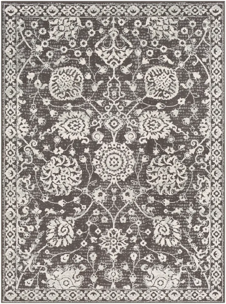 Aceri ACI-2311 Charcoal Bordered Floral Rug