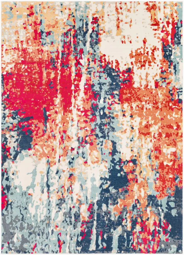 Bohemian BOM-2309 Bright Red Abstract Synthetic Rug