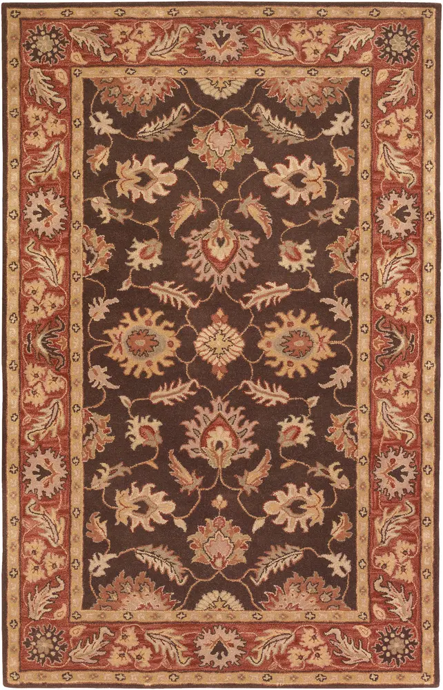 Caesar CAE-1036 Dark Brown Floral Traditional Rug