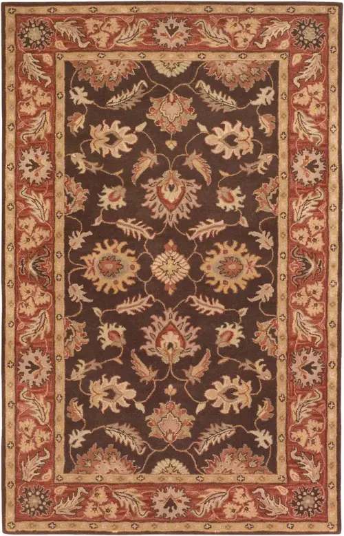 Surya Caesar CAE-1036 Dark Brown Floral Traditional Rug