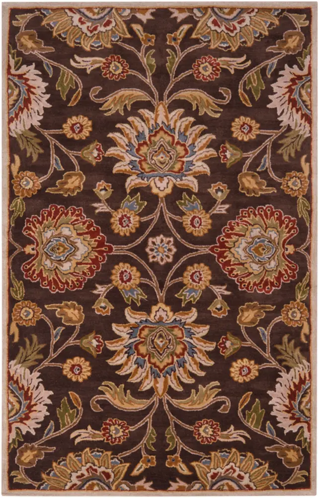 Caesar CAE-1051 Dark Brown Traditional Floral Rug