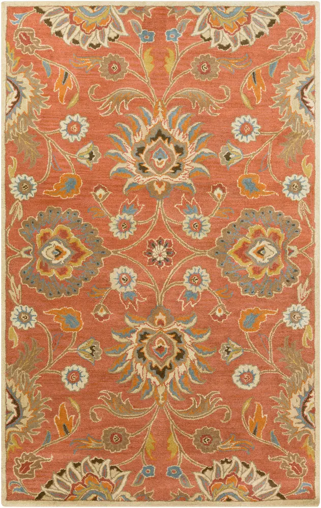 Caesar CAE-1107 Burnt Orange Floral Wool Rug