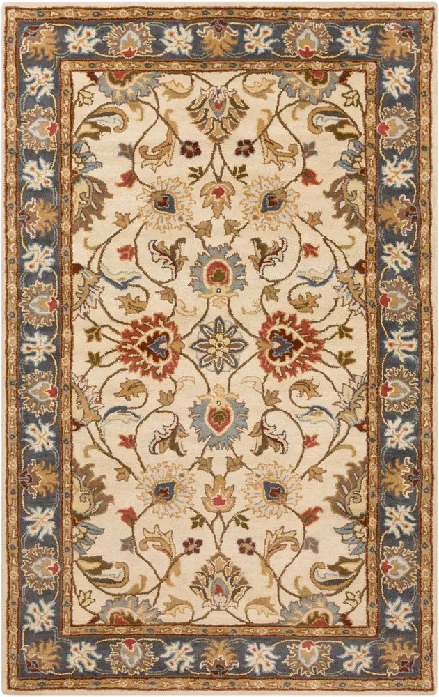 Caesar CAE-1125 Bright Yellow Bordered Floral Rug