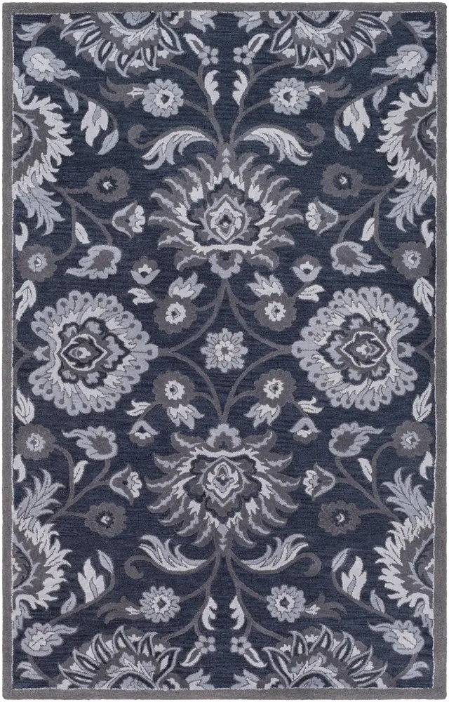 Caesar CAE-1191 Navy Wool Floral Rug
