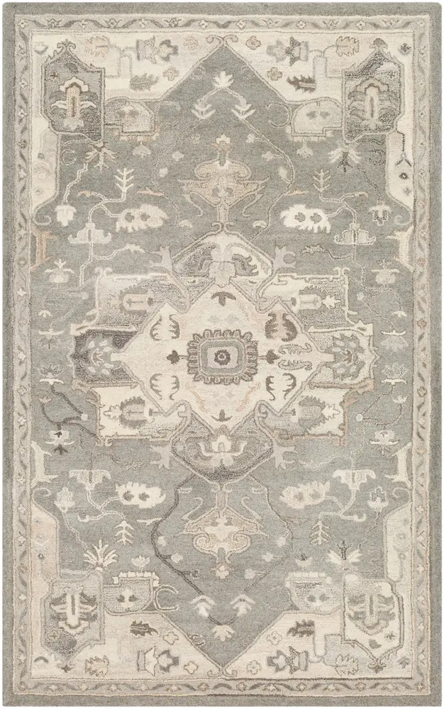 Caesar CAE-1196 Charcoal Patterned Floral Rug