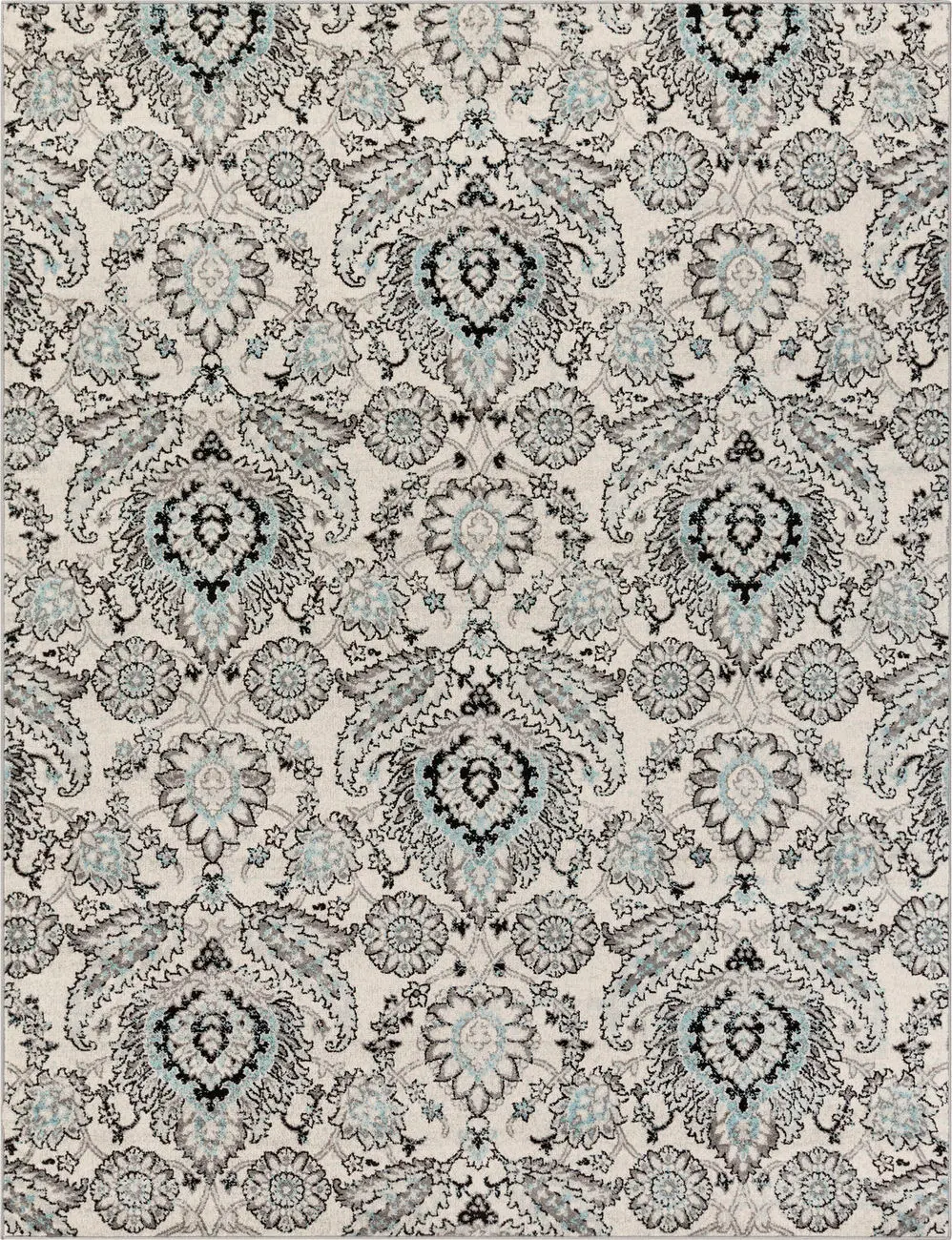 Adrastephae ADA-2323 Gray Synthetic Floral Rug