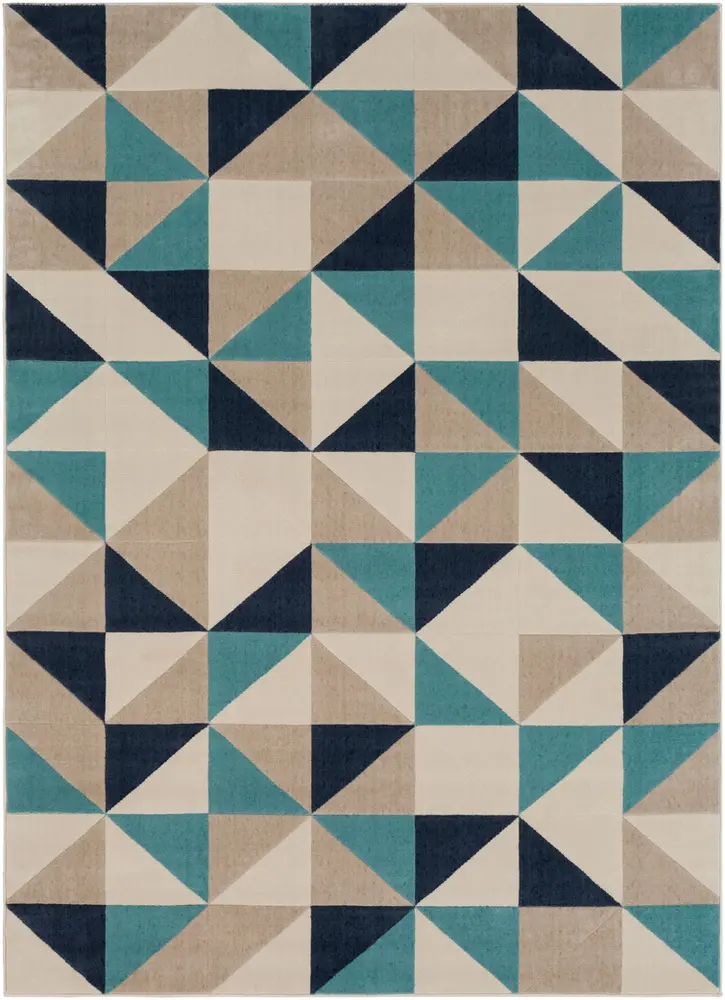 City CIT-2315 Aqua Abstract Synthetic Rug