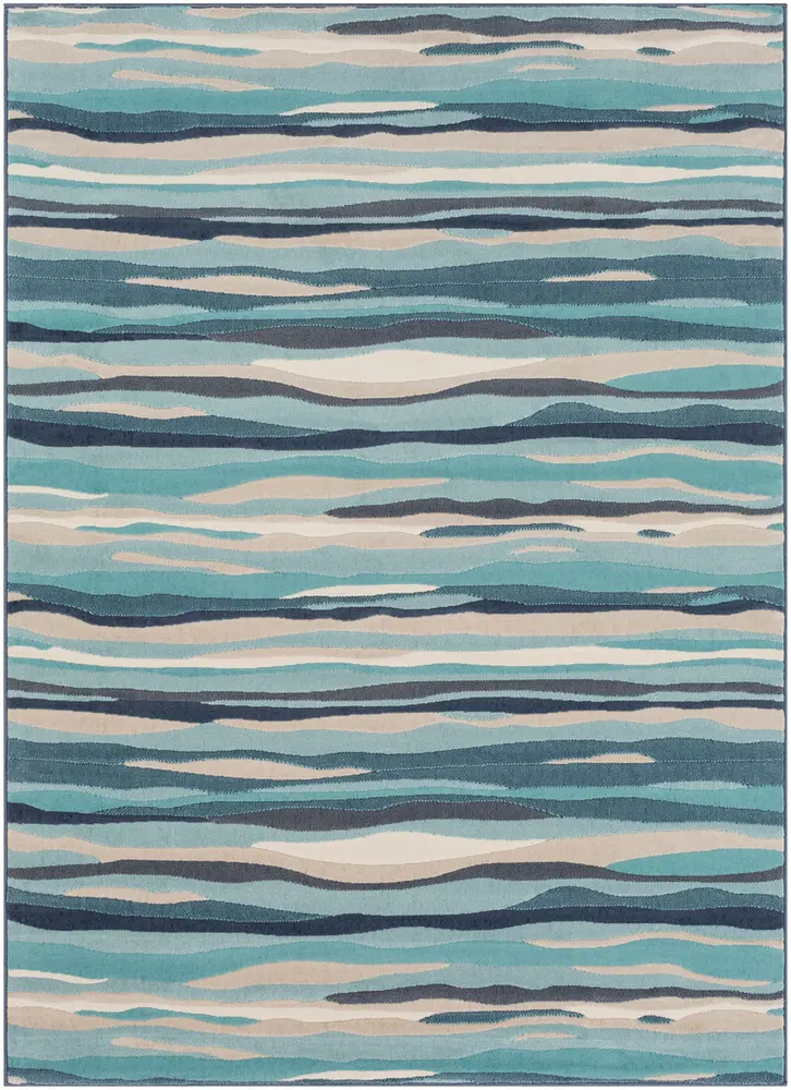 City CIT-2321 Aqua Abstract Synthetic Rug