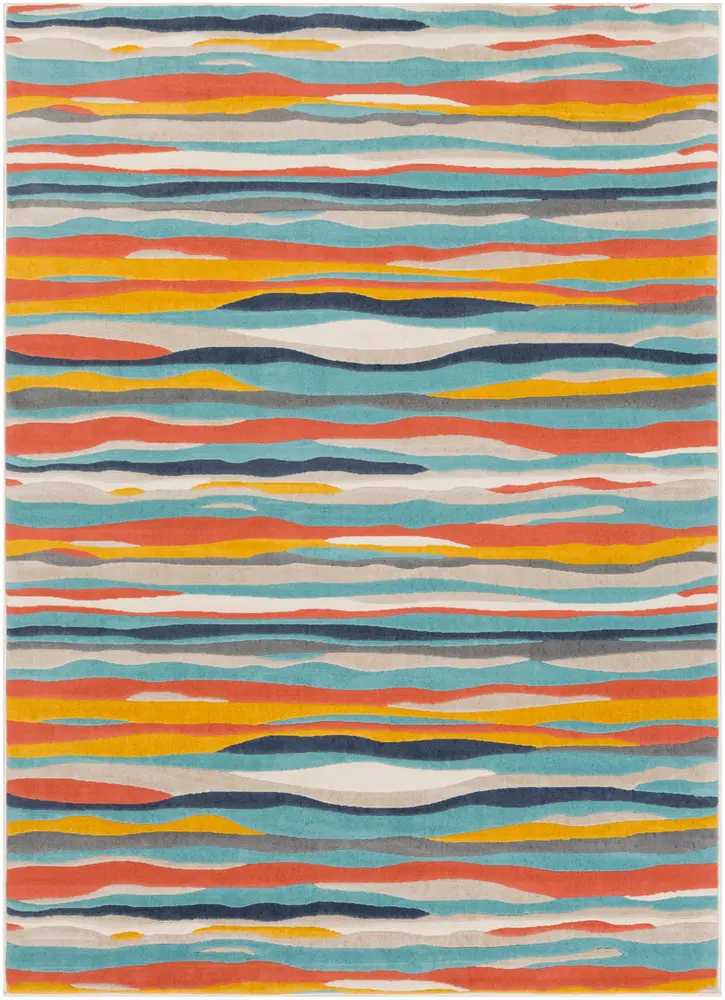 City CIT-2323 Aqua Abstract Synthetic Rug