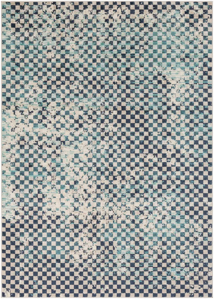 City CIT-2337 Aqua Abstract Synthetic Rug
