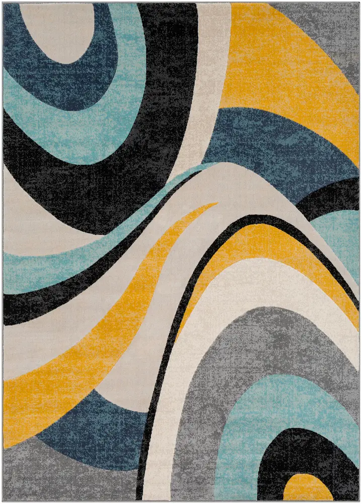 City CIT-2345 Aqua Abstract Synthetic Rug