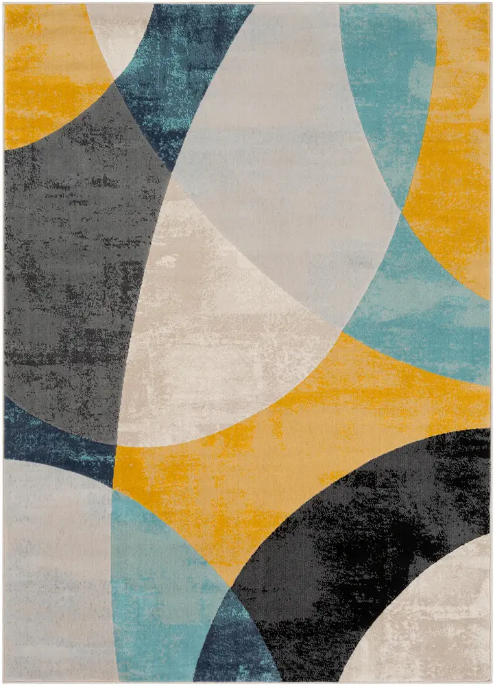 City CIT-2347 Aqua Abstract Synthetic Rug