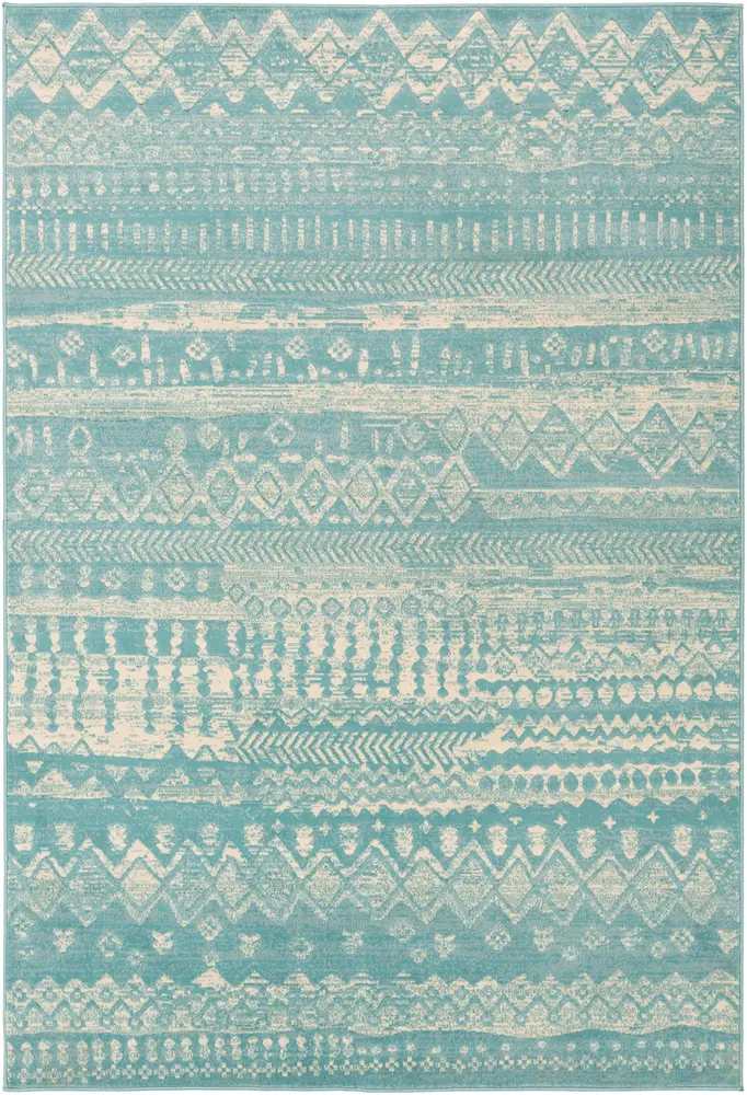 City CIT-2363 Aqua Abstract Synthetic Rug