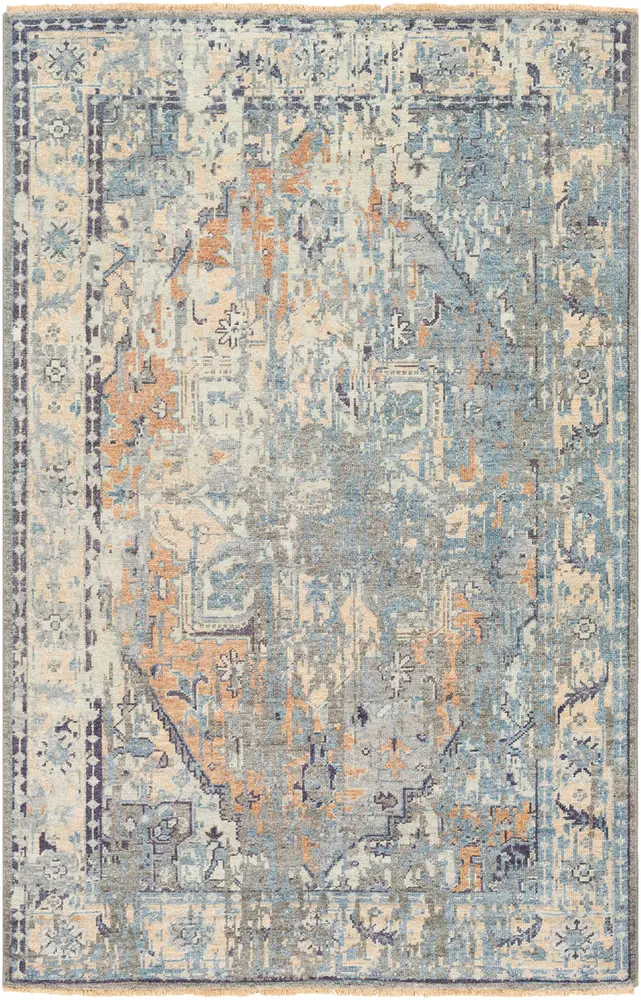 Cappadocia CPP-5027 Denim Bordered Silk Rug