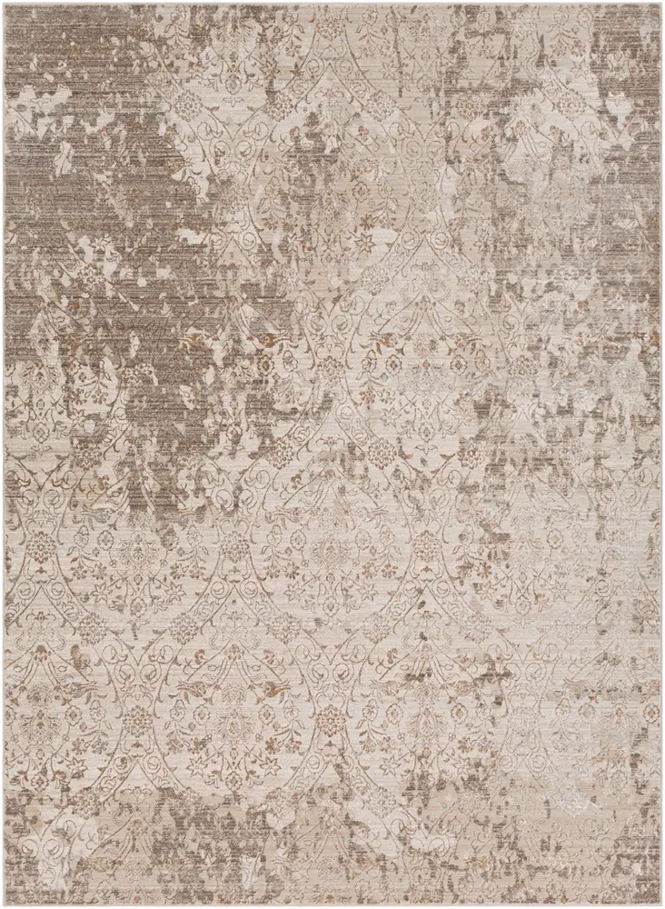 Crescendo CRC-1007 Dark Brown Patterned Transitional Rug