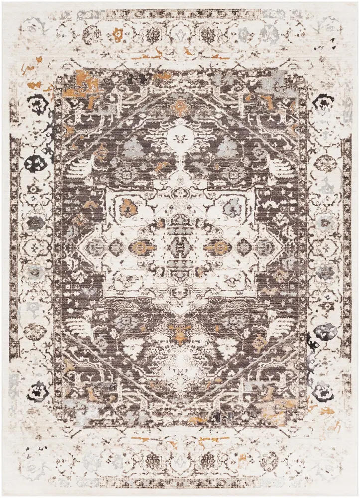 Crescendo CRC-1010 Dark Brown Transitional Bordered Rug
