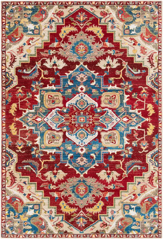 Crafty CRT-2302 Dark Red Traditional Synthetic Rug