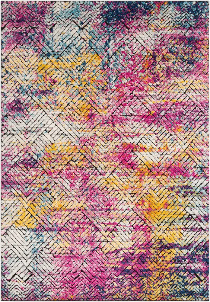 Agnestherry AGY-2306 Bright Pink Patterned Abstract Rug