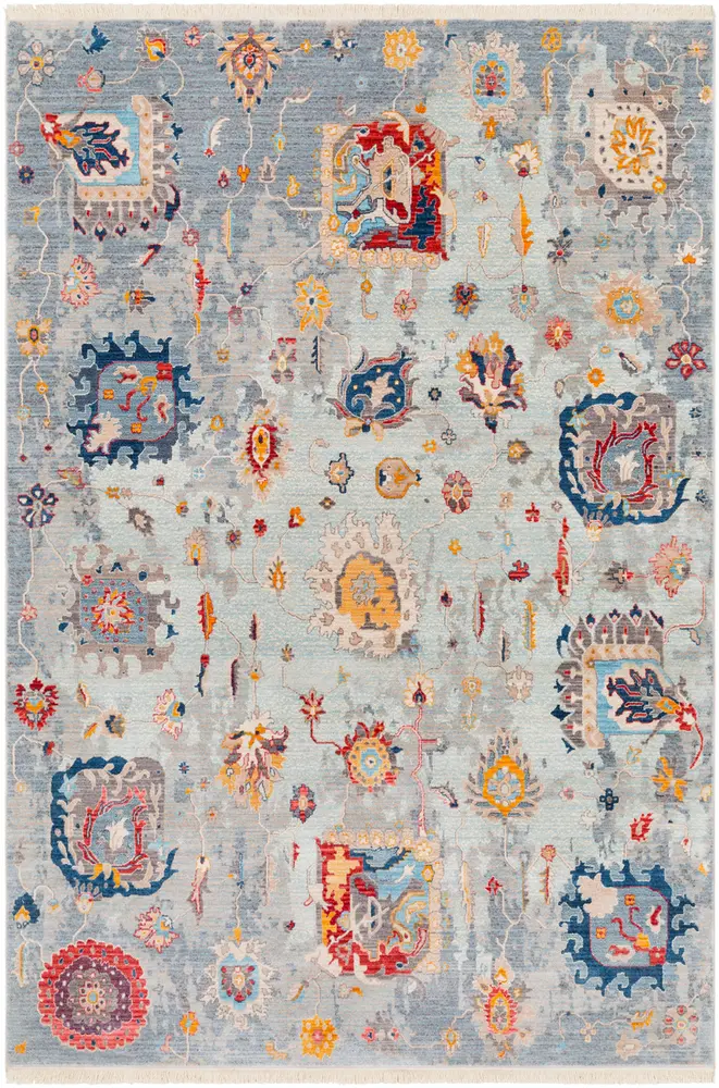 Ephesians EPC-2318 Aqua Synthetic Floral Rug
