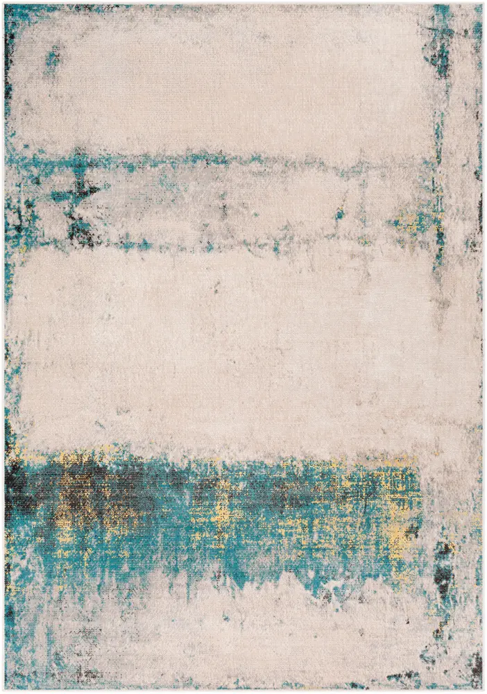 Rafetus ETS-2349 Teal Synthetic Abstract Rug