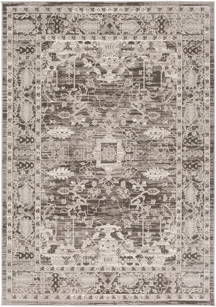 Rafetus ETS-2350 Charcoal Bordered Synthetic Rug