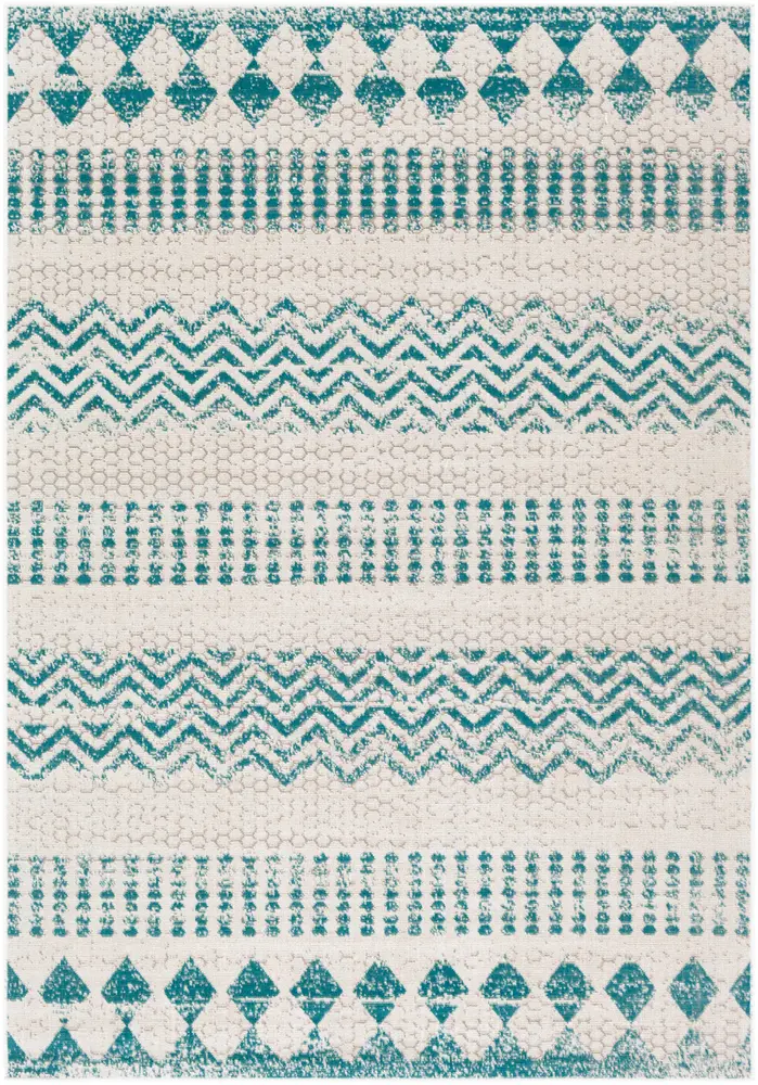 Rafetus ETS-2356 Teal Abstract Patterned Rug