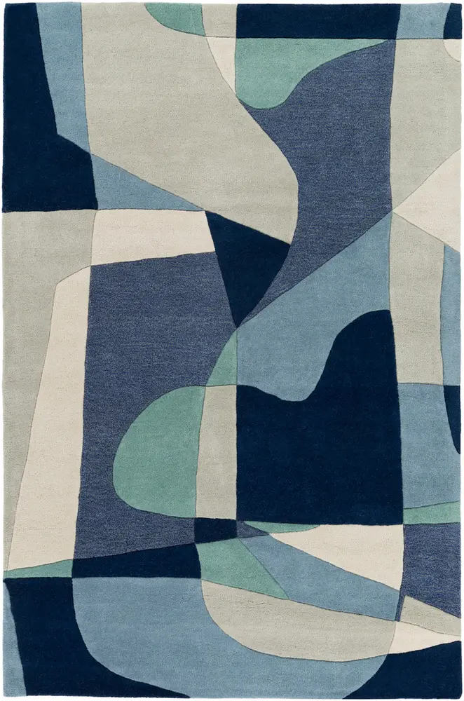 Forum FM-7195 Teal Abstract Wool Rug