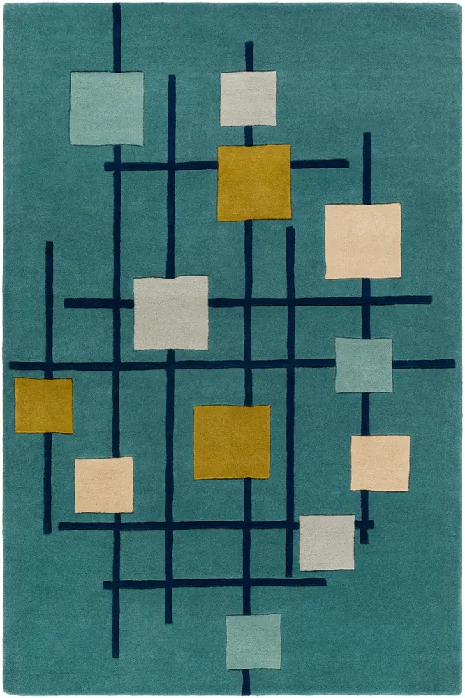 Forum FM-7201 Teal Wool Abstract Rug