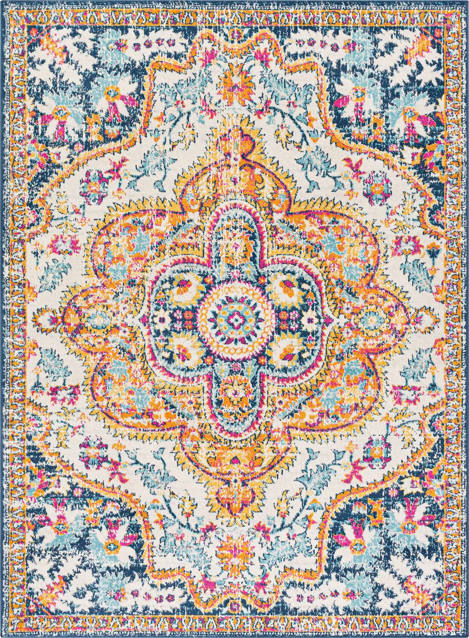 Modern Loom Albertram ALM-2333 Multi-Colored Power Loomed Synthetic Rug