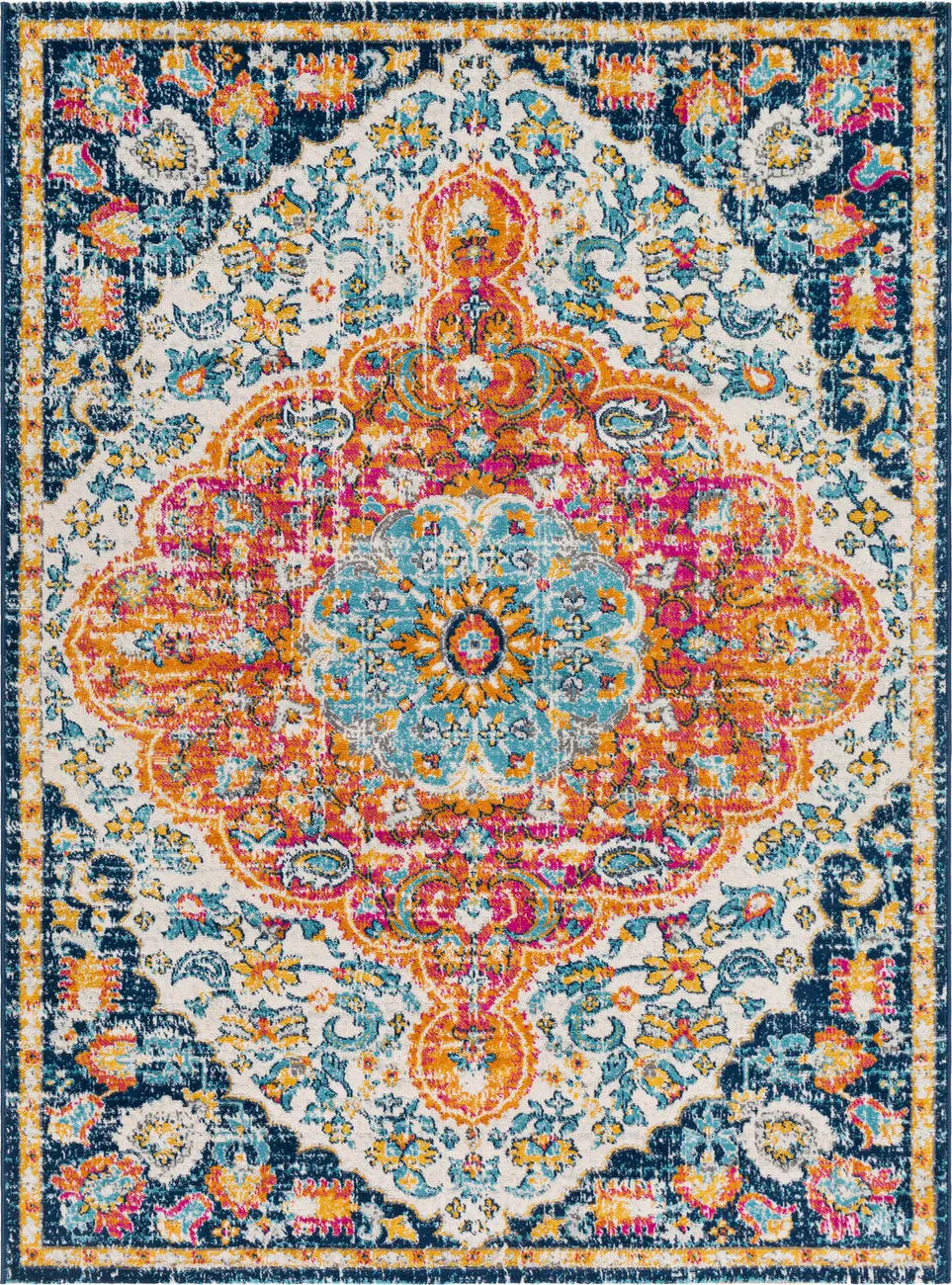 Modern Loom Floransa FSA-2347 Multi-Colored Power Loomed Synthetic Rug