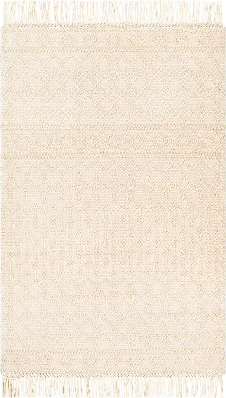 Modern Loom Farmhouse Tassels FTS-2305 White Cotton Wool Rug