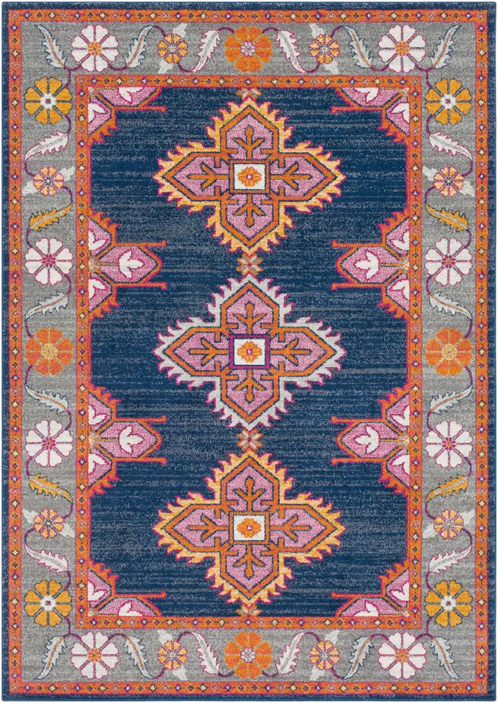 Alchir ALR-1037 Dark Blue Transitional Bordered Rug