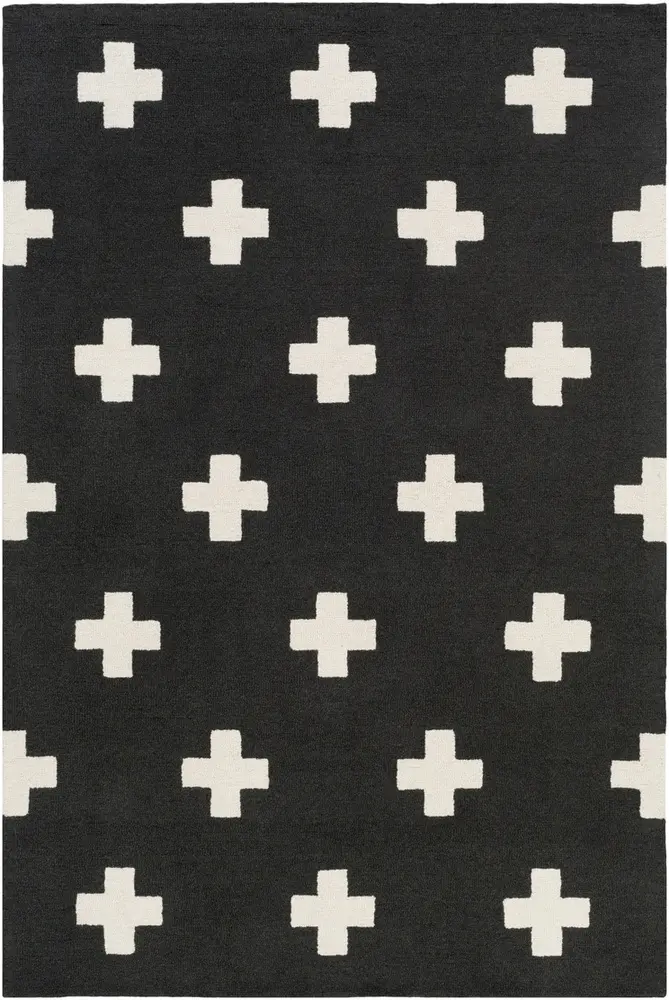 Hilda HDA-2391 Black Wool Abstract Rug